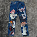 Cartoon Print Jeans: Harajuku Wide Leg Denim Pants