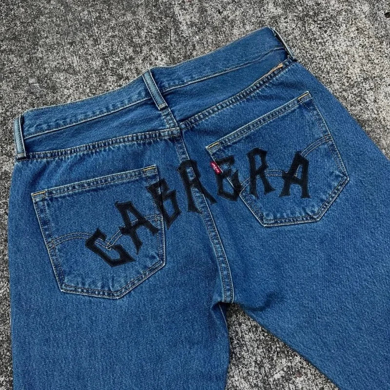 Cartoon Print Jeans: Harajuku Wide Leg Denim Pants