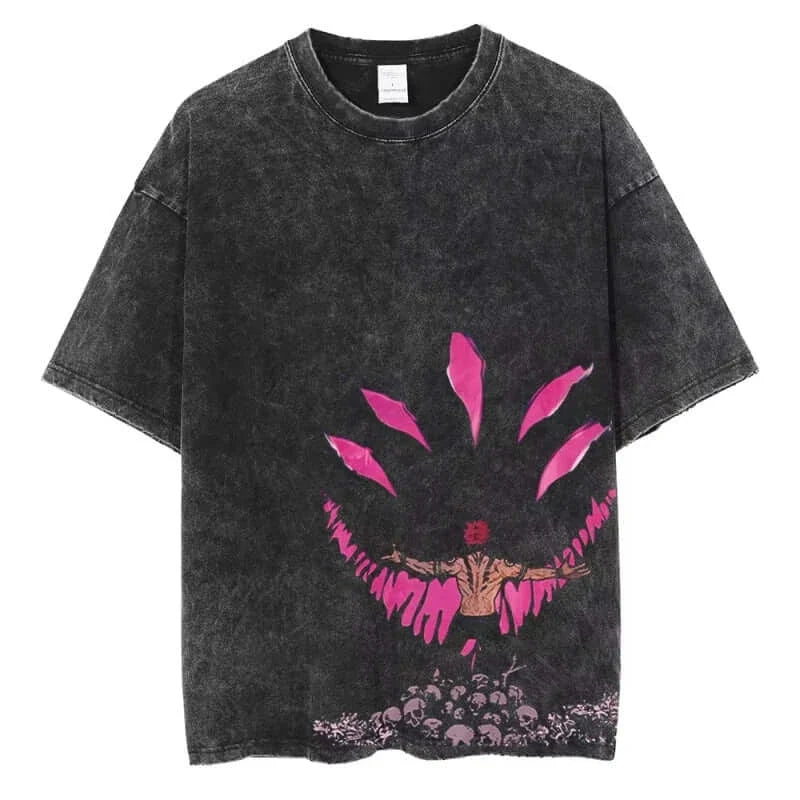 Ryomen Sukuna Washed T-Shirt: Harajuku Oversized Anime Tee