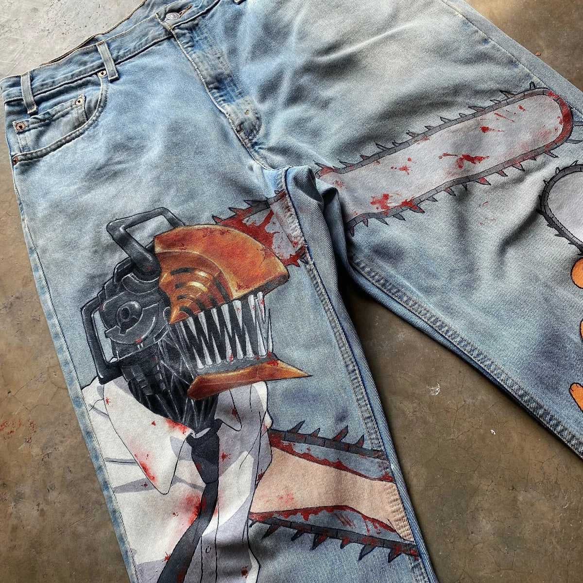 Anime Jeans: Y2K Digital Print Wide Leg Denim