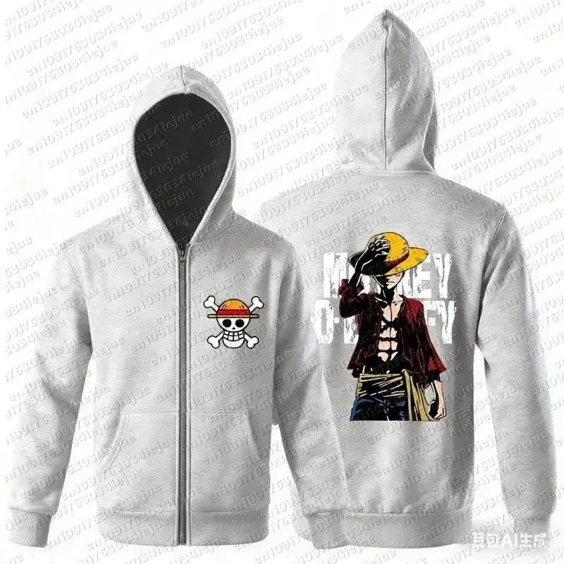 Luffy Zipper Hoodie One Piece 3D Print Streetwear Autumn